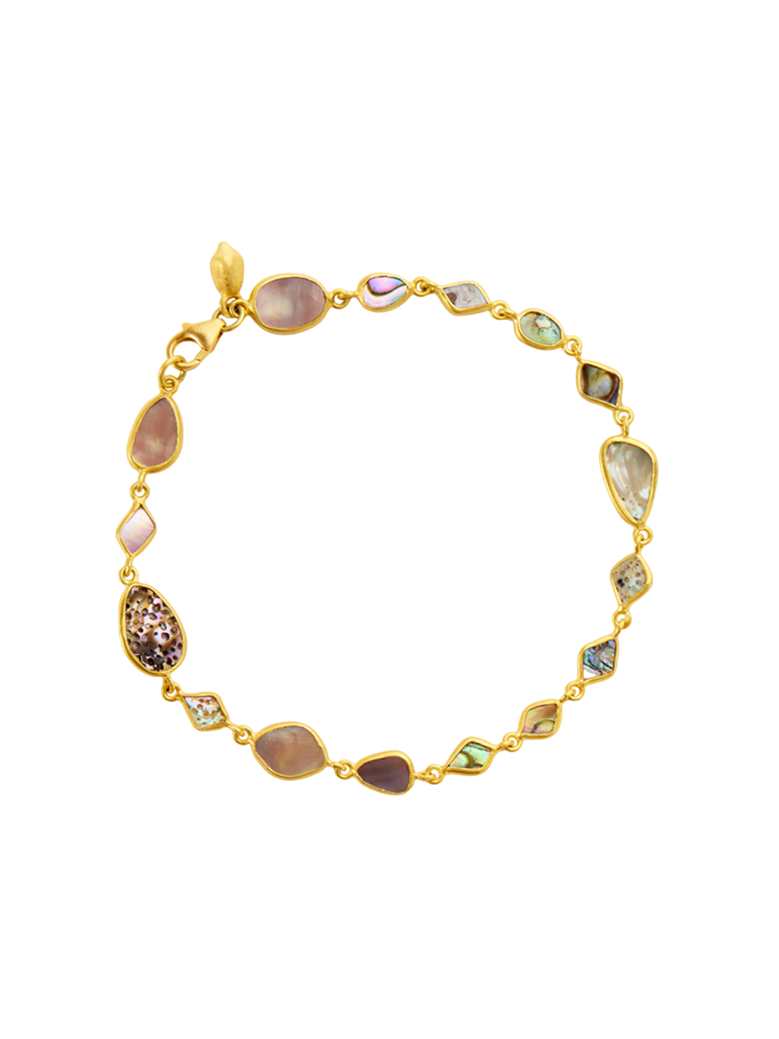 18kt gold venus abalone shell full stone bracelet